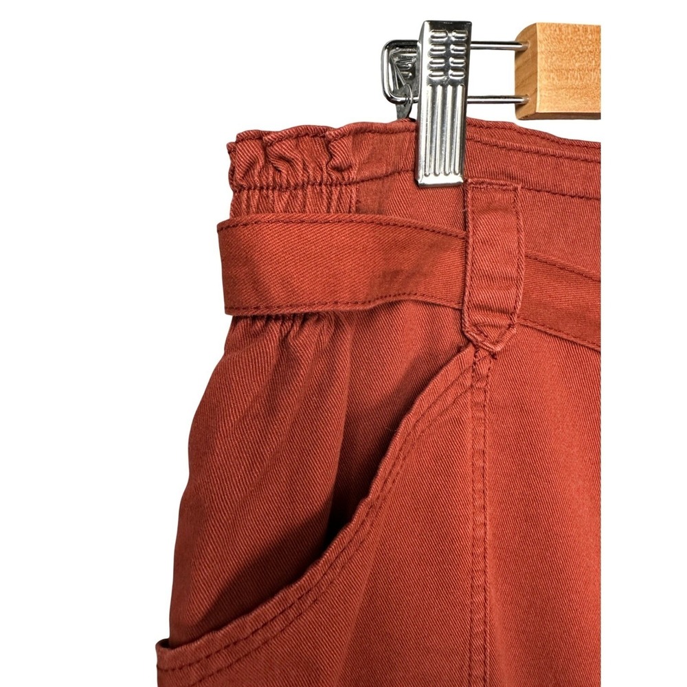 OLD NAVY Womens Utility Cargo Pants Rust Orange Paperbag Waist Belted Cropped XL - Picture 9 of 10